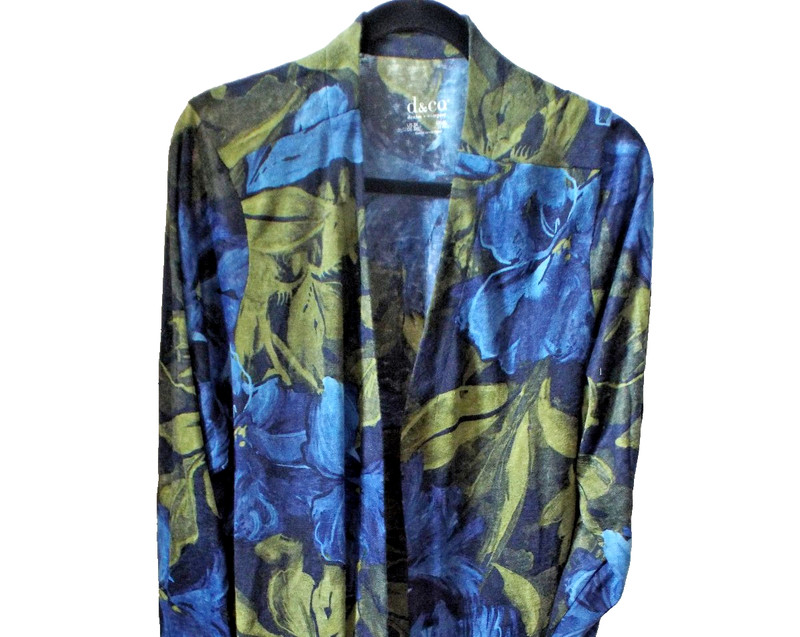 NEW***DENIM & COMPANY Sz 3X knit Topper JACKET denim blue green!!!