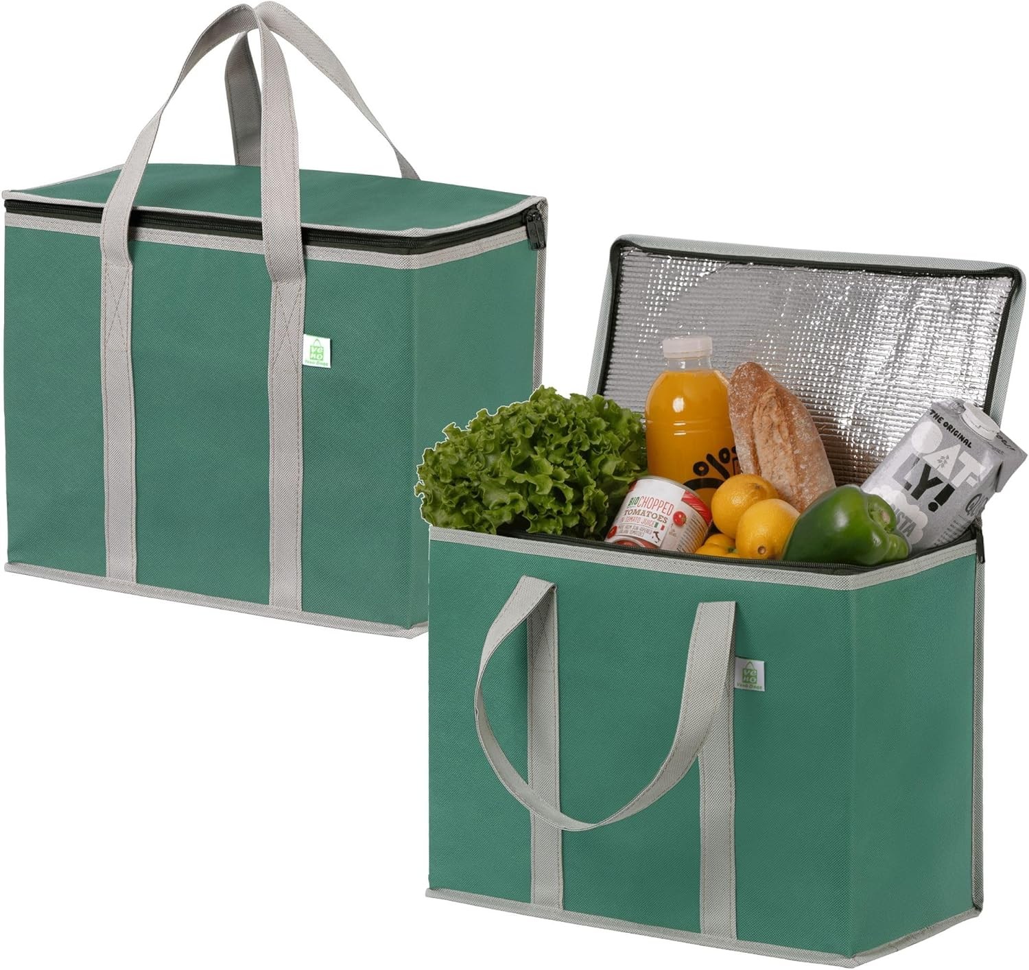 Bag And Insulated Grocery Bags For 2 Pack, Green - 2