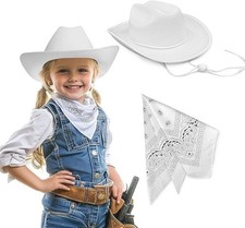 Toddler Cowboy Hat and Blue Bandana for Age 2-5, Baby Infant Gift for Hallowe...
