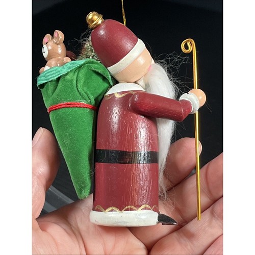 Vintage German Wooden Santa Claus 4” Ornament - Picture 7 of 10