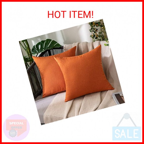 MIULEE Pack of 2 Decorative Outdoor Solid Waterproof Throw Pillow Covers Faux Li