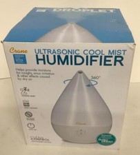 Crane EE-5302W Droplet Ultrasonic Cool Mist Humidifier White Whisper Quiet