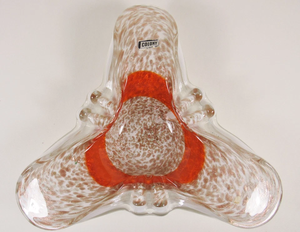 Cuenco de vidrio artístico italiano vintage 1950 MURANO Fratelli Toso dorado aventurina   Foto 2 de 4