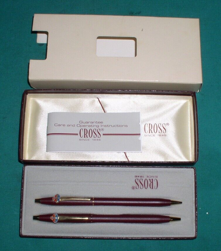 Vintage AMOCO OIL Cross Burgundy w/ Gold Trim Pen & Pencil Set 220105 - NOS