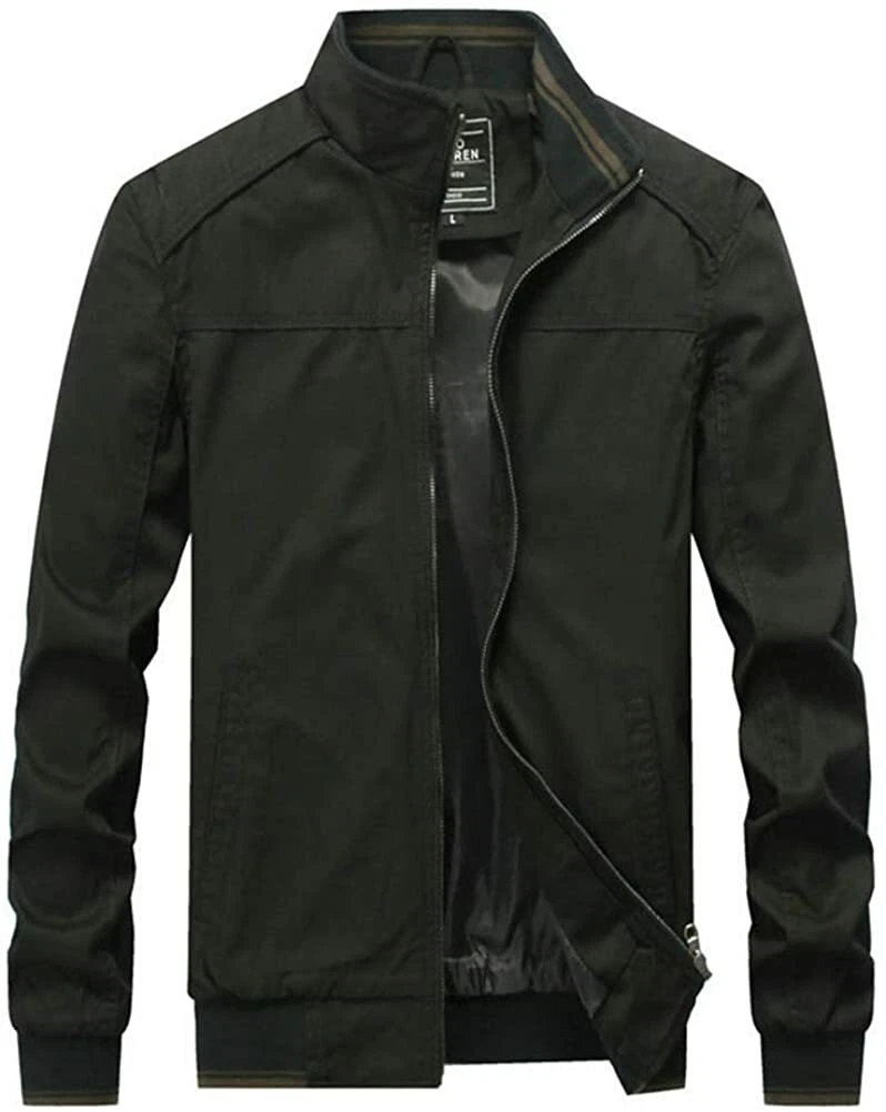 FTCayanz Men s Flight Bomber Jacket Cotton Lightweight Softshell Windbreaker Zip