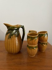 Vintage Corn Jug And Tumblers