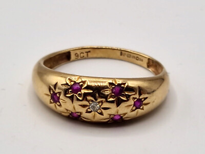 Antique Victorian Northan Star Dom Ring 14K Yellow Gold Over 2 Ct Simulated Ruby