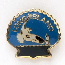 Long Island NY Seagull Flying Sea Bird Lighthouse Scallop Shell Pin Souvenir
