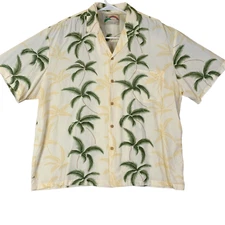 Paradise Found Hawaiian Aloha Shirt 50" Chest Palm Trees