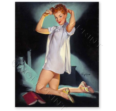''Rest Assured'' 1952 Elvgren Nighty Vintage Style Pin-Up Poster 24x30