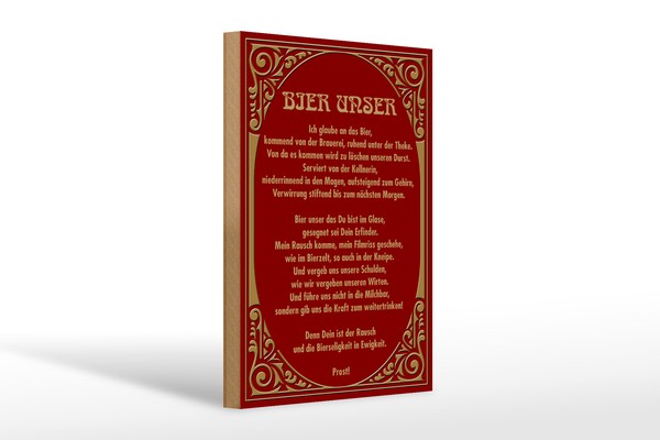 Holzschild Alkohol 20X30 Cm Prost Bier Unser Geschenk Holz Schild Wooden Sign-image