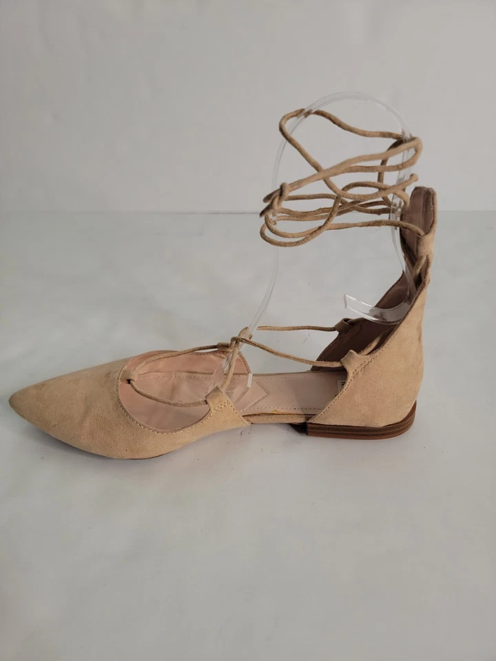 Zapatos planos Zara Trafaluc talla 38 8 punta gamuza con cordones tostado para mujer  Foto 2 de 4