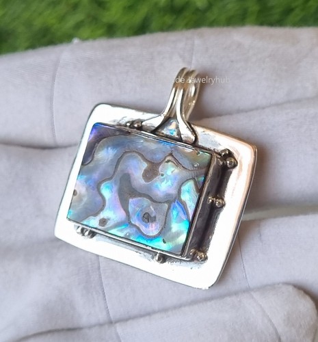 Rainbow Abalone Shell Pendant 925 Sterling Silver Handmade Best Gift Her PG2059 - Picture 3 of 6