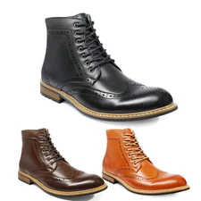 Bruno Marc Men Ankle Motorcycle Boots Oxford Chukka Boots Side Zipper Shoes
