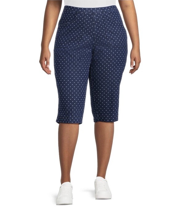 Just my size Dark Denim Polka Dot Pull On  stretch 2 Pocket capri pants 3X NEW
