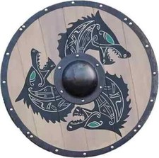 Wooden Shield Heavy Metal Fittings Medieval Viking Handmade Battle Ready Shield