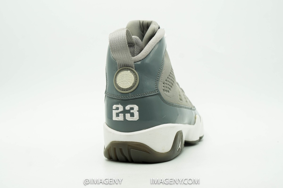 AIR JORDAN 9 IX RETRO USED SIZE 9.5 MEDIUM GREY WHITE COOL AIR JORDAN 9 IX RETRO USED SIZE 9.5 MEDIUM GREY WHITE COOL