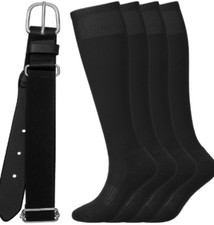 NEW LCG Luchengyi Youth Black Baseball Socks 2 Pair and Belt Youth Size