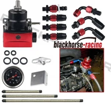 Adjustable Fuel Pressure Regulator Kit Oil 0-100psi Gauge -6AN 6AN Black-Red
