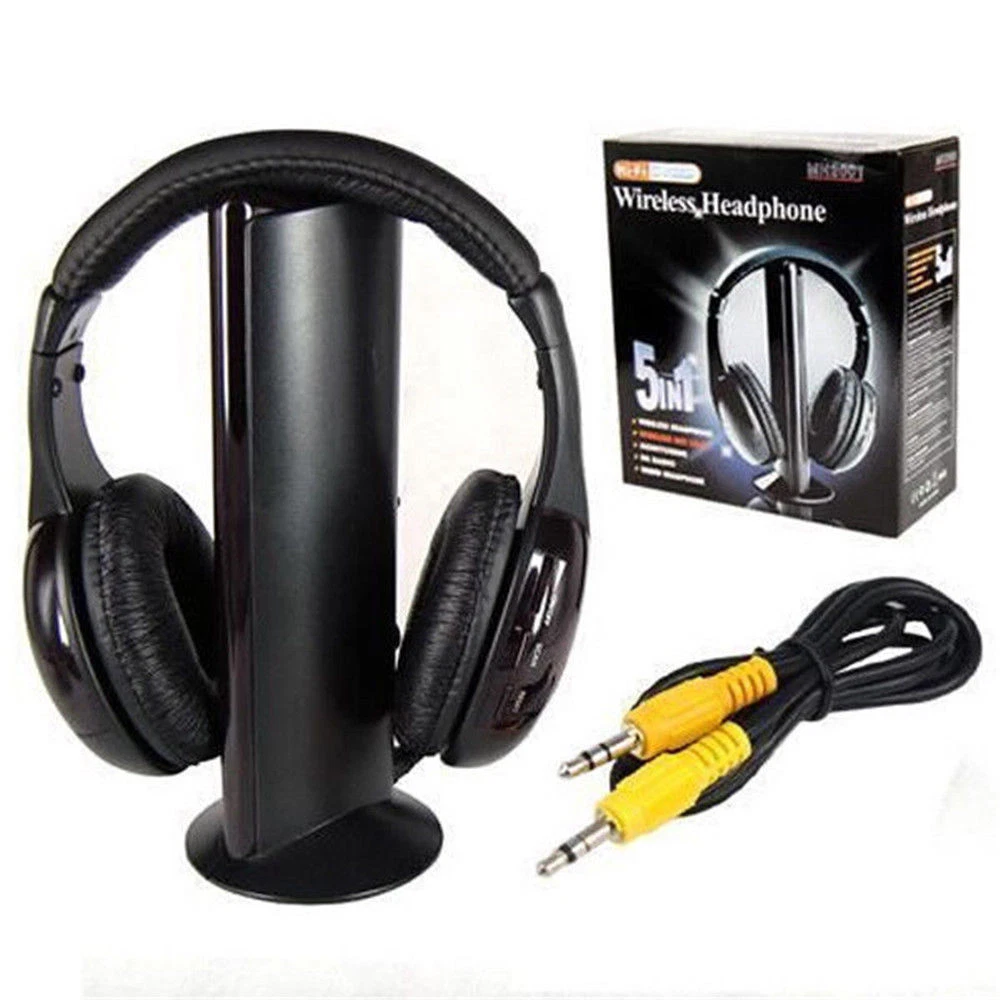5 in 1 Headset Wireless Headphones Cordless RF Mic For PC TV DVD CD MP3 MP4  ME | eBay
