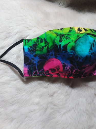 Totenkopf Baumwolle Gesichtsmasken mit Nasendraht klein  - Bild 1 von 11