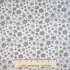 Christmas Fabric - Season's Greetings Gray Snowflake Toss - Fabri Quilt YARD