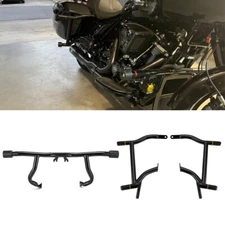 Front Rear Crash Bar Flat-Out Bar for Harley Street Glide Road Glide King 14-24