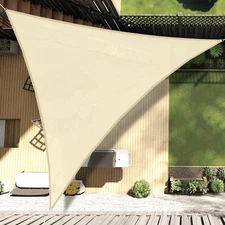 Beige Outdoor Sun Shade Sail Canopy Shelter Cover Patio Awning Garden Rectangle