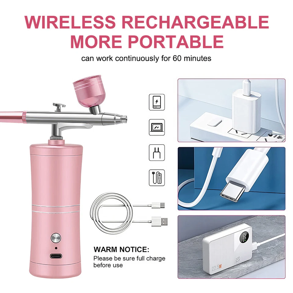 Rechargeable Airbrush Compressor Kit Portable Handheld Nail Air Brush Spray Gun - image 3 of 4