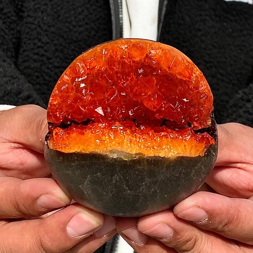 1.25LB Natural yellow crystal quartz mineral spherical opening smile repair - 第 3/13 張圖片