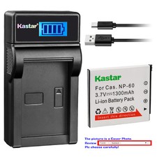 Kastar Battery LCD Charger for Casio NP-60 BC-60L  Casio Exilim Zoom EX-S10BK