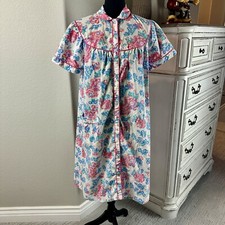 Vintage Lyn Anne Nightgown Size Med Floral CottageCore Grannycore Snap Collar