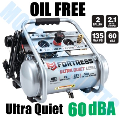 Fortress 2 Gallon Air Compressor OIL FREE 135 PSI Ultra Quiet Portable