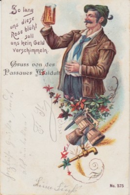 Carte Postale Bayern 8390 Passau Salutation De Le Passauer Maidult Bière 1901