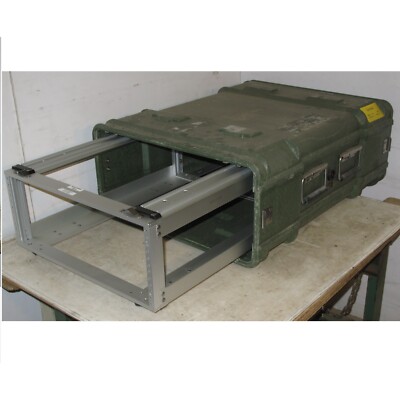 Rackmount 04U x24 ECS Slide Out Shock Mount Deep Lids Legacy Composite Case Grn