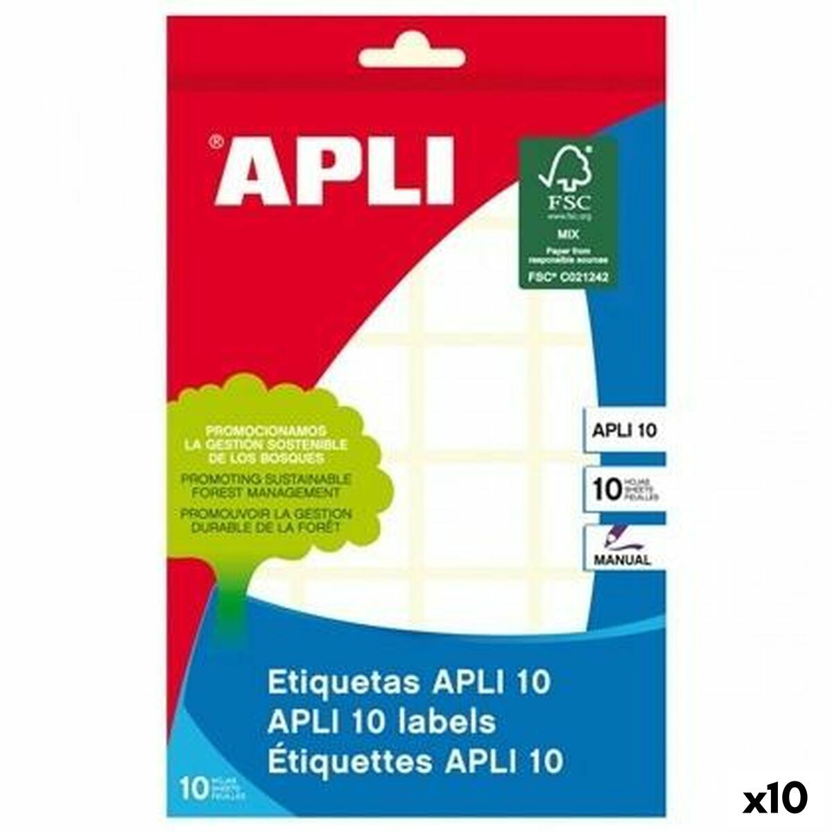 Etichette Apli Bianco 10 Fogli 22 x 32 mm (10 Unità)