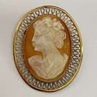 Vtg 1/20th 14K Gold Filled Female Profile Shell Cameo Pin or Pendant Winard 4.7g — photo 1