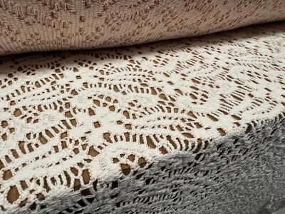 THE FABRIC MERCHANT Cotton Rich Crochet Lace Dress Fabric, Per Metre - Nude