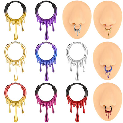 18G Stainless Steel Nose Septum Ring Lava liquid Shaped Septum Piercing Jewelry