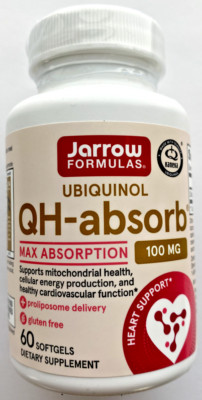 Jarrow Formulas Ubiquinol Qh-absorb MAX ABSORPTION 100mg 60 Softgels Antioxidant