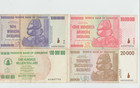 Zimbabwe 4 Banknotes 100 Million,10 Billion and 20,000 Dollars 2008 — photo 1