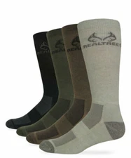 Realtree Mens Boot Cushion Moisture Wicking Mesh Vent Ribbed Crew Socks 2 Pair