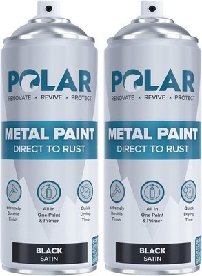 Polar Metal Paint Direct to Rust Spray, Satin, Black, 13.5 Fl Oz, 2 Pack
