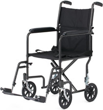 Black Hammertone Transport Chair, 19Inch Seat, 300Lbs Weight Capacity, Lightweig