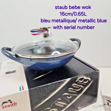 STAUB Baby Wok 16cm Luminous Blue Rare Limited Serial Number New France