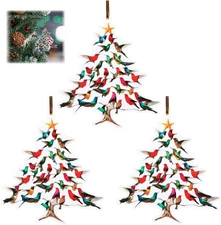 Hummingbird Christmas Ornament,Colorful Hummingbirds Tree Decor,Stacked 3pcs 
