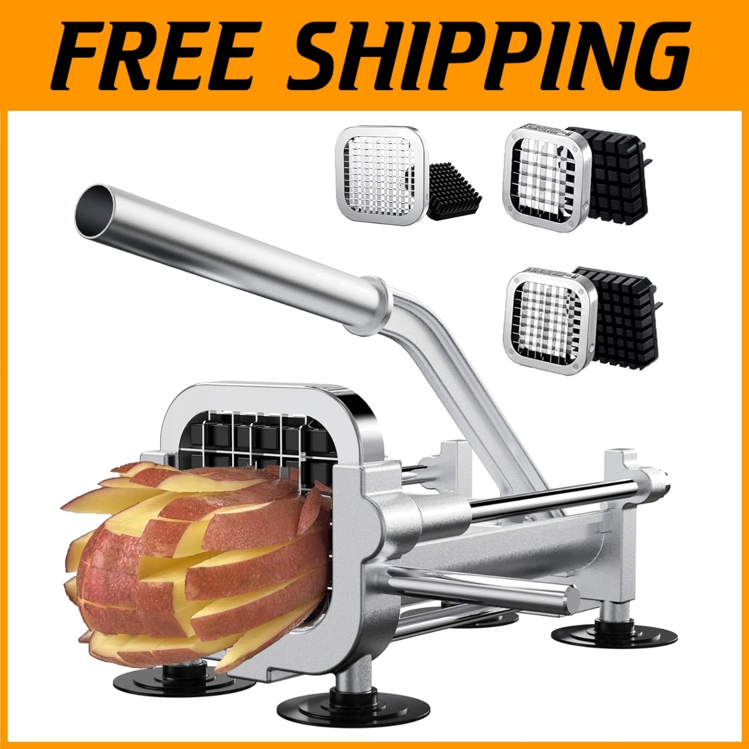Effortless Potato Slicing: Manual French Fry Cutter with Large Cutting Space
