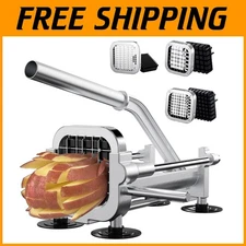 Effortless Potato Slicing: Manual French Fry Cutter with Large Cutting Space