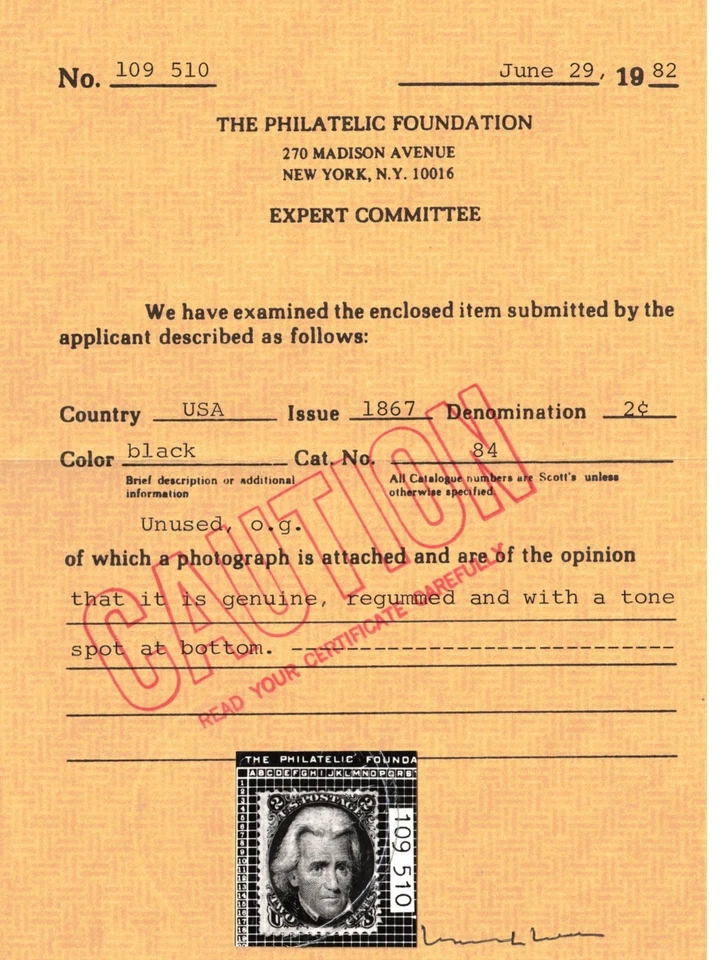 EE. UU. #84 Parrilla Fina D Regummed con Punto de Tono Trivial **Con Certificado** Foto 3 de 3