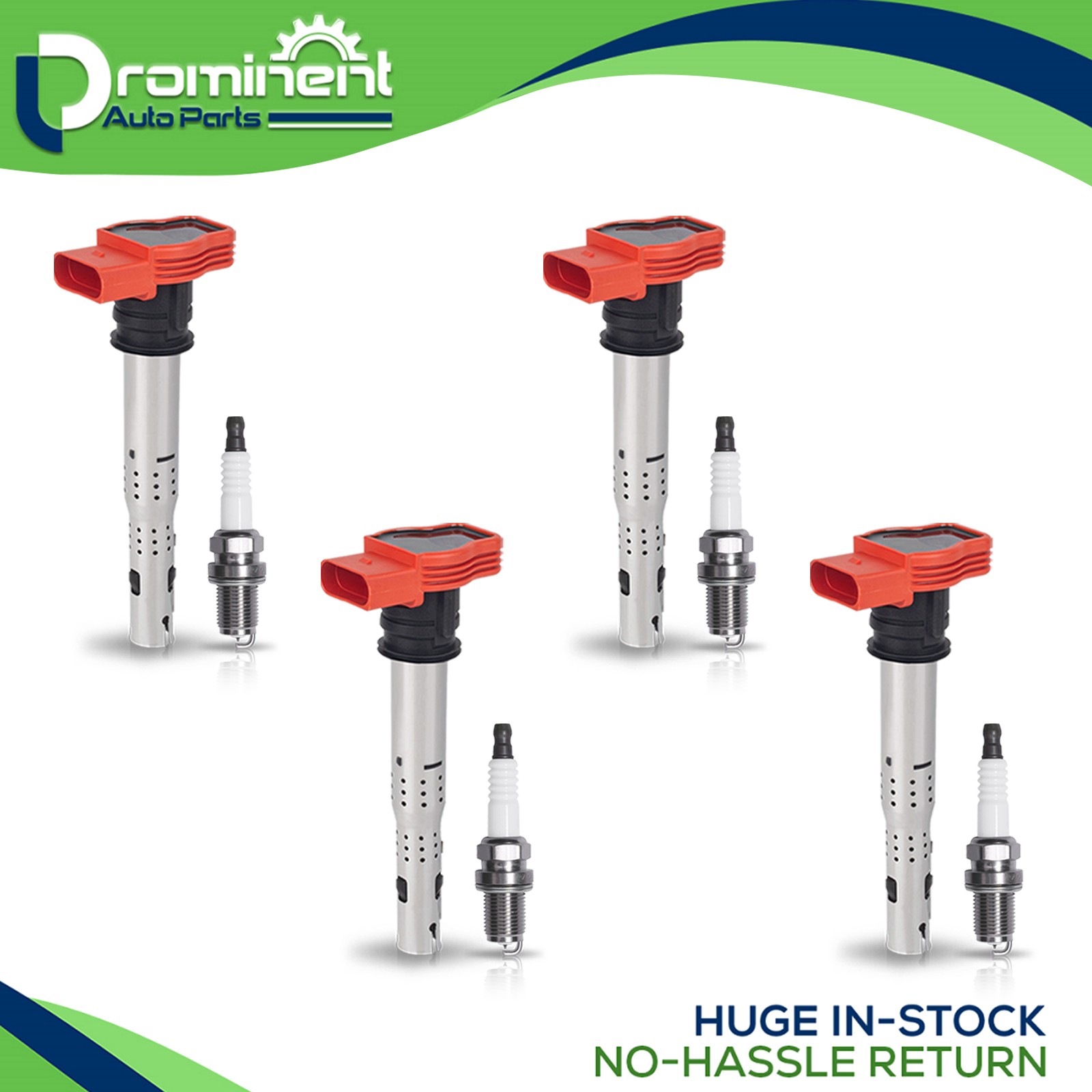 4 Ignition Coil & 4 Platinum Spark Plug for 2008-2010 Audi R8 4.2L V8 UF529